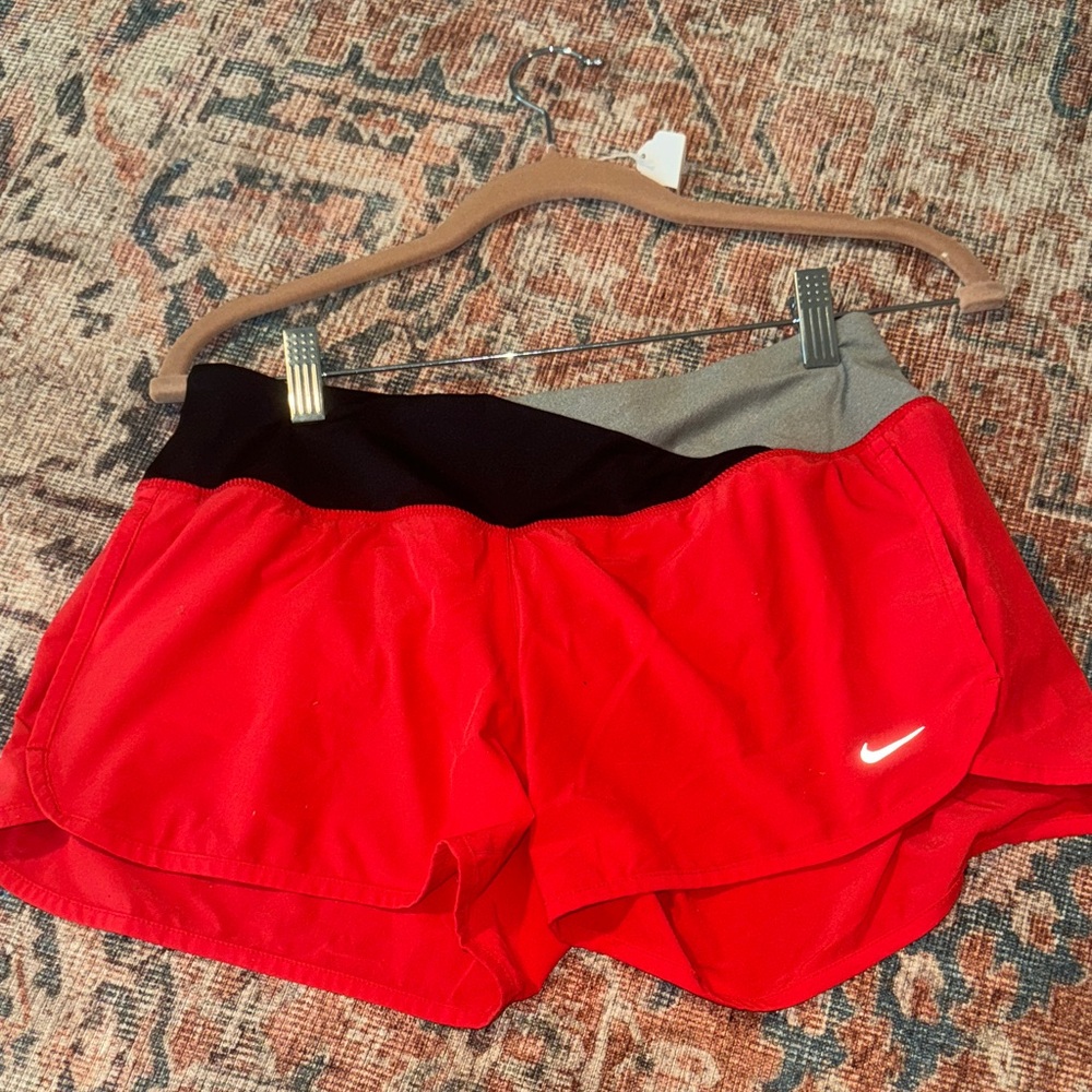Nike Women's Red and Black Athletic Shorts